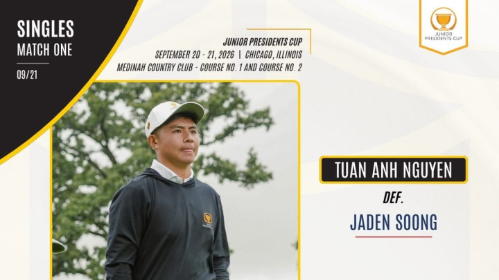 Nguyễn Tuấn Anh đánh bại golfer trẻ số 2 nước Mỹ tại Junior Presidents Cup 2026