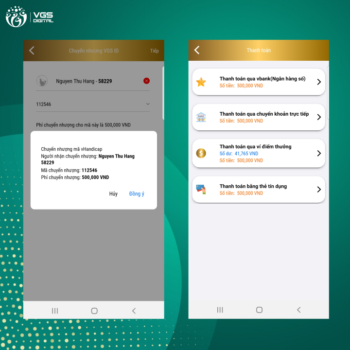 Tính năng mới – Chuyển nhượng mã VGA ngay trên ứng dụng vHandicap