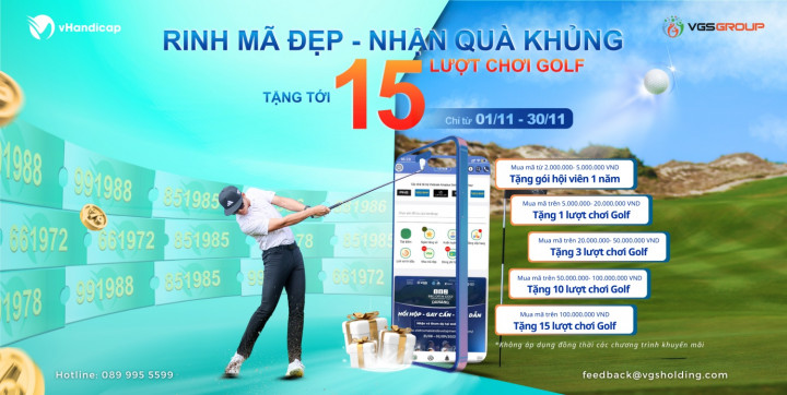 Tặng free 15 lượt chơi golf có tổng trị giá lên tới 60 Triệu VNĐ dành cho hội viên vHandicap trong tháng 11