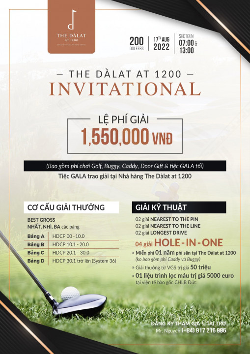 Giải thưởng Hole in one tiền mặt không giới hạn tại “The DàLat At 1200 Invitational”