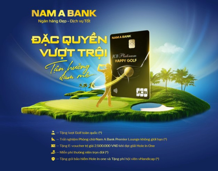 Nam A Bank JCB Happy Golf - Thẻ tích hợp đặc quyền phòng chờ, golf và nghỉ dưỡng dành riêng cho golfer