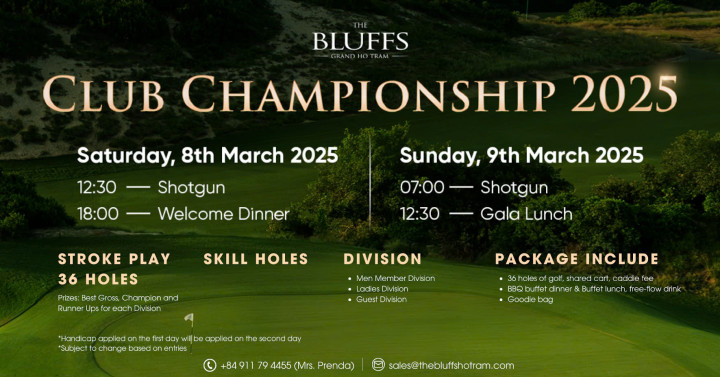 Sẵn sàng cho sự kiện mở đầu năm 2025 tại The Bluffs Grand Ho Tram – 2025 Club Championship