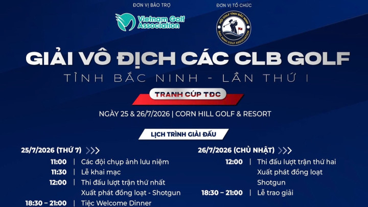 Giải Vô địch các CLB Golf tỉnh Bắc Ninh lần thứ nhất - Tranh Cúp TĐC chính thức khởi tranh vào tháng 7/2026
