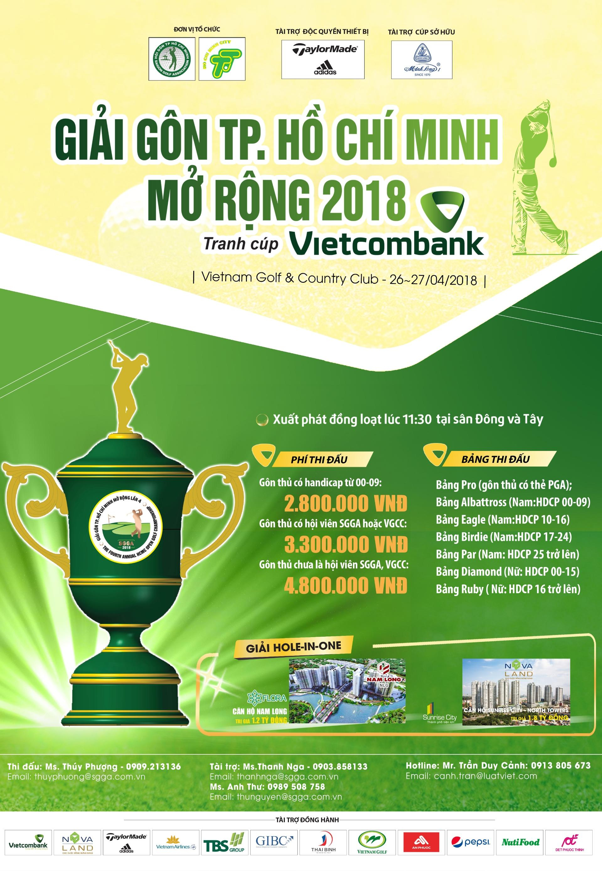 Giải golf TP.HCM mở rộng 2018 tranh cúp Vietcombank khai mạc cuối tháng 4