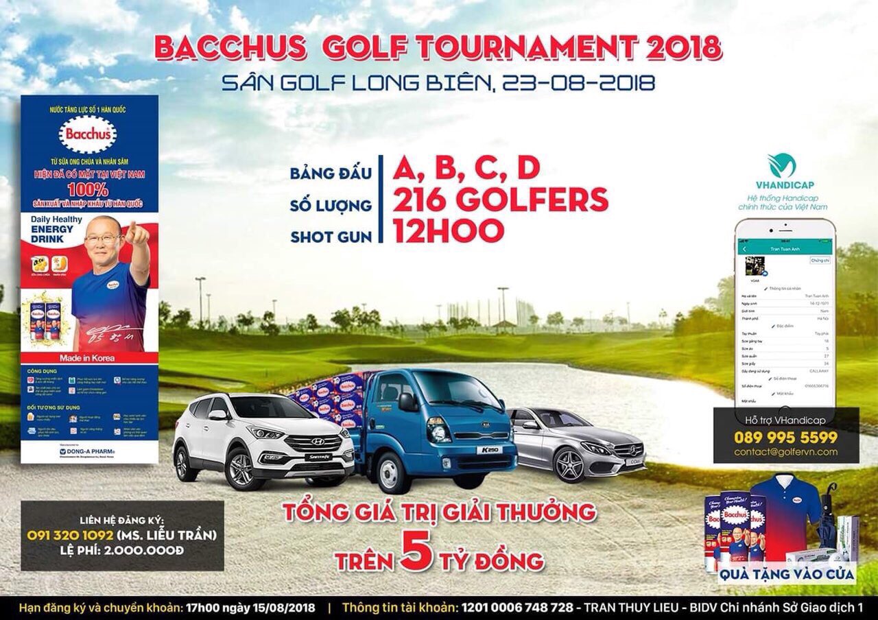 Giải Bacchus Golf Tournament 2018 có tổng giá trị giải thưởng hơn 5 tỷ