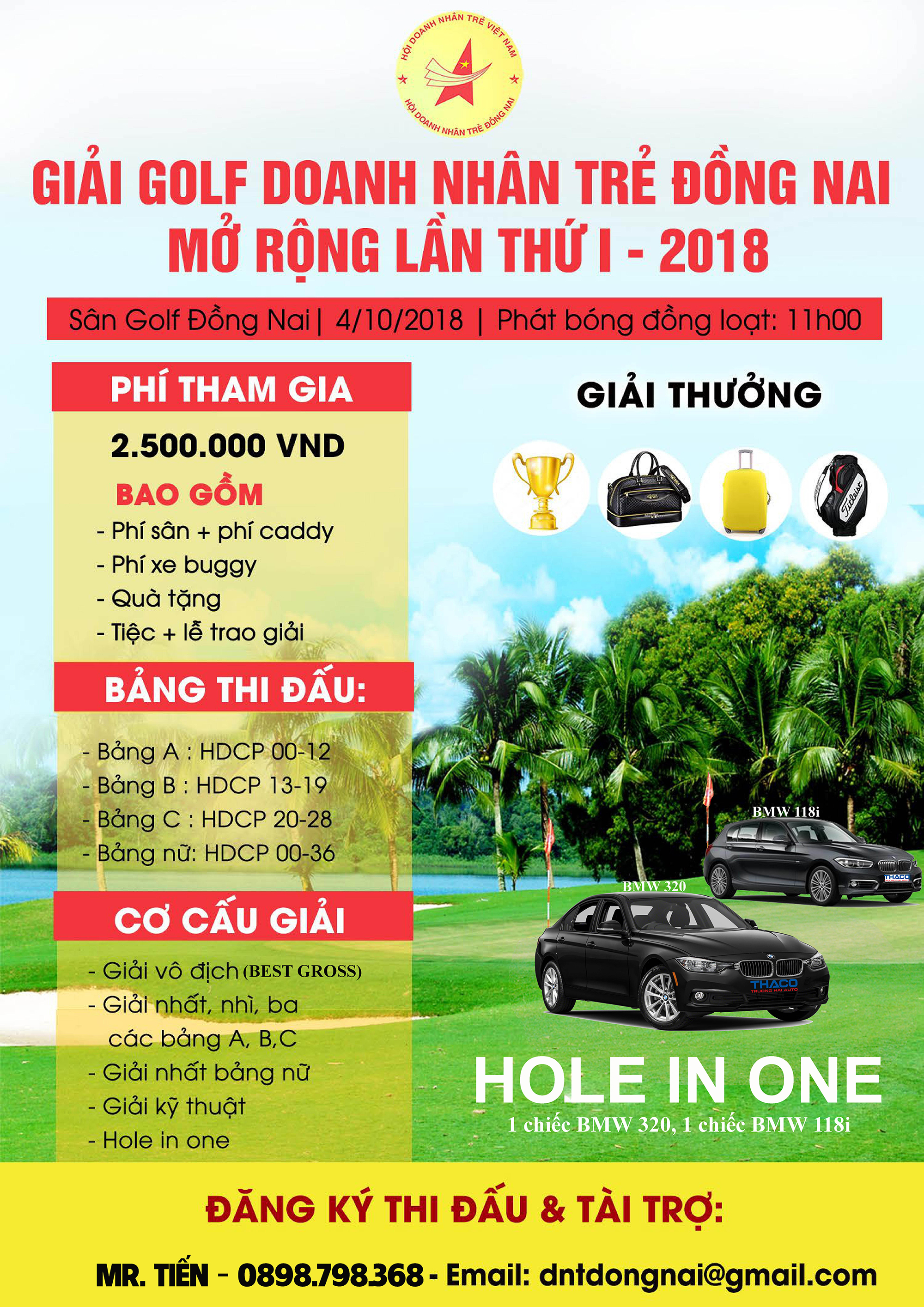 Giải golf Doanh nhân trẻ Đồng Nai Mở rộng Lần thứ 1 - 2018 chuẩn bị khởi tranh
