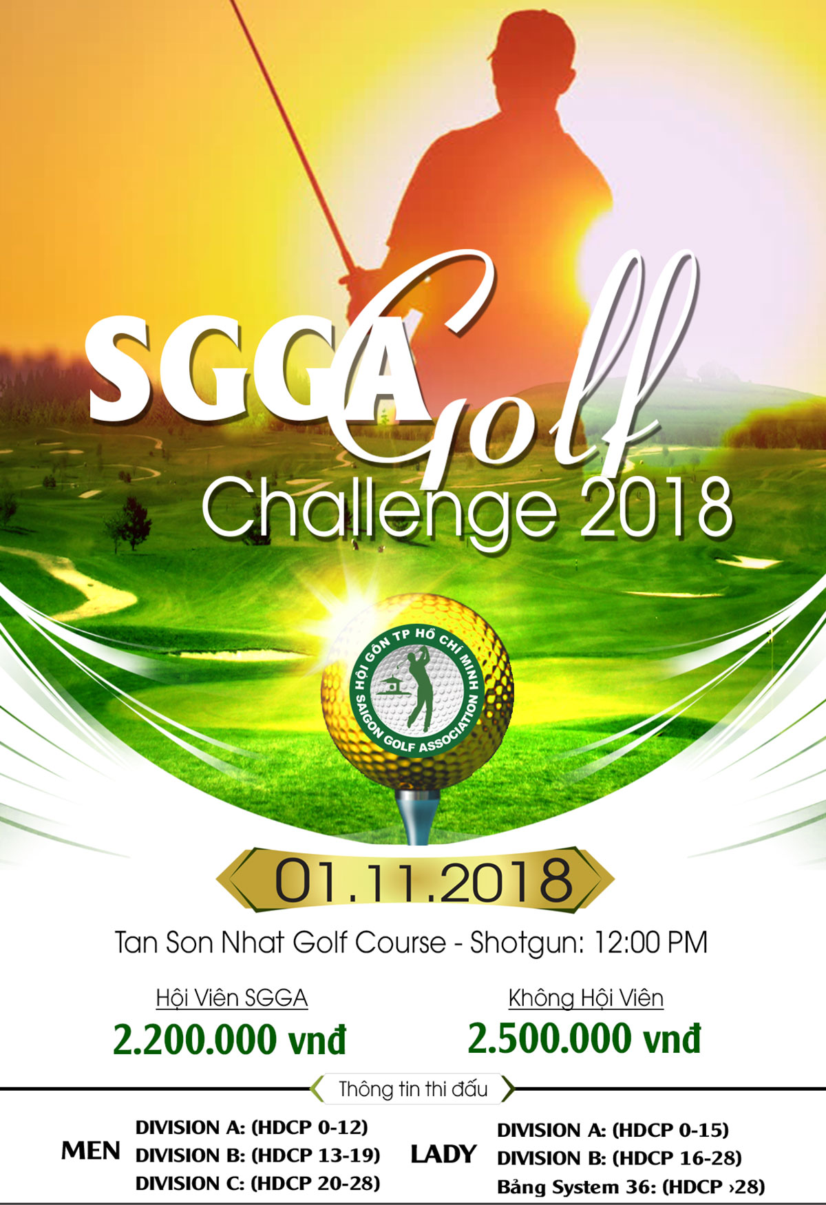 Hơn 140 golfer sẽ tham dự giải SGGA Golf Challenge 2018