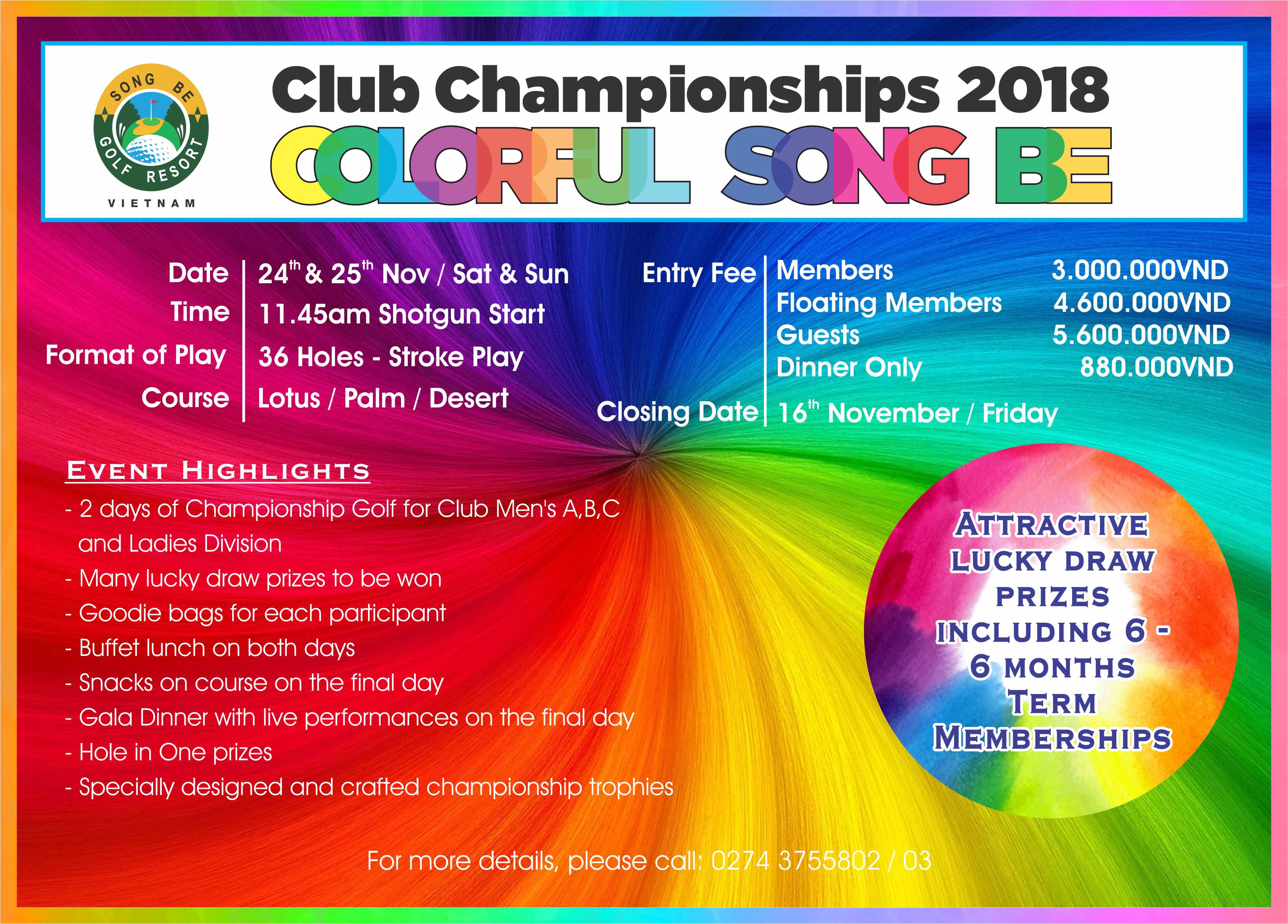 Giải golf thường niên 'Song Be Club Championship 2018' chuẩn bị khởi tranh vào tháng 11