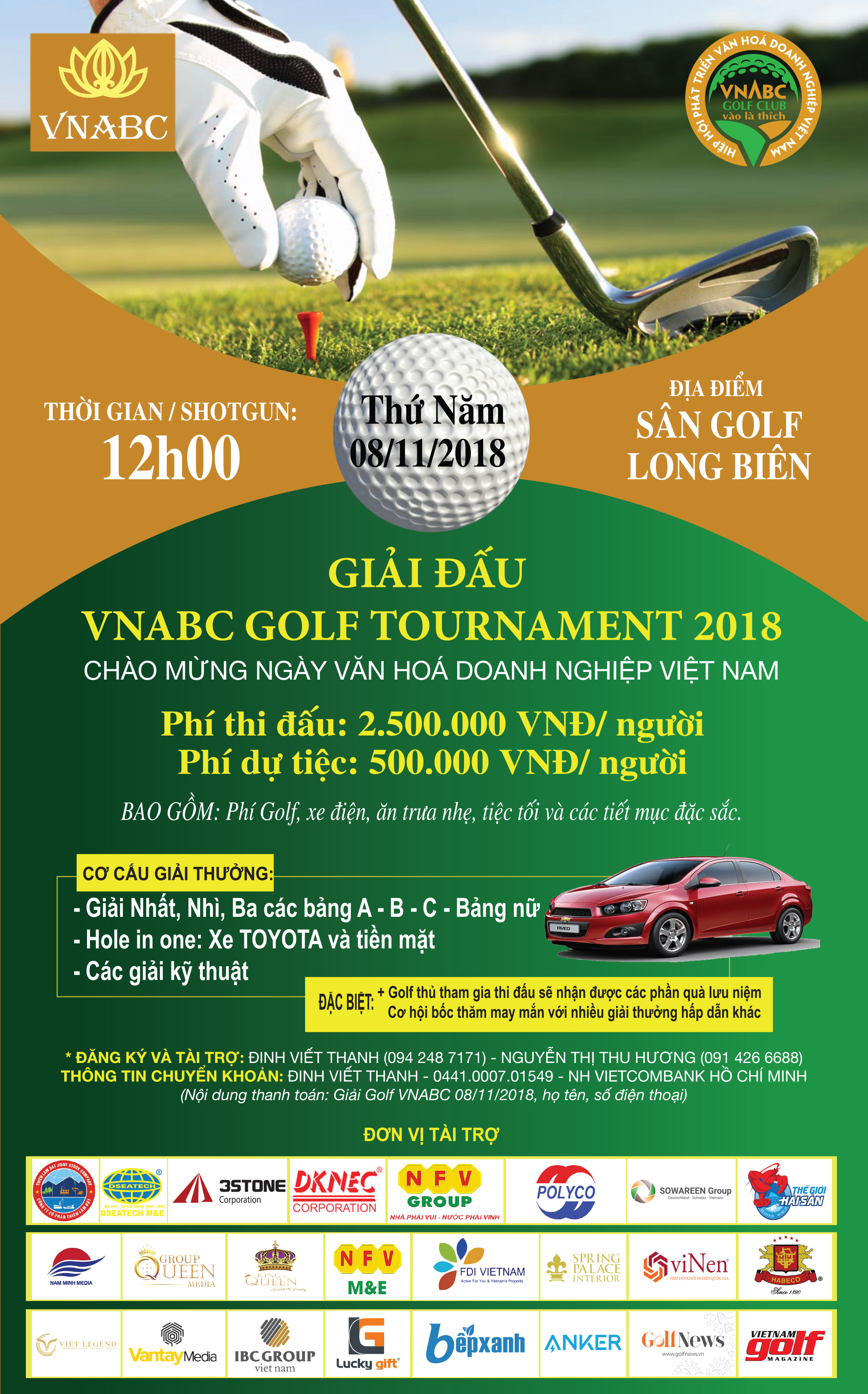 Giải golf VNABC Golf Tournament 2018 - Lần thứ 1 chuẩn bị khởi tranh