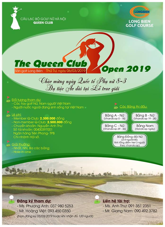 120 golfers tham dự The Queen Club Open 2019
