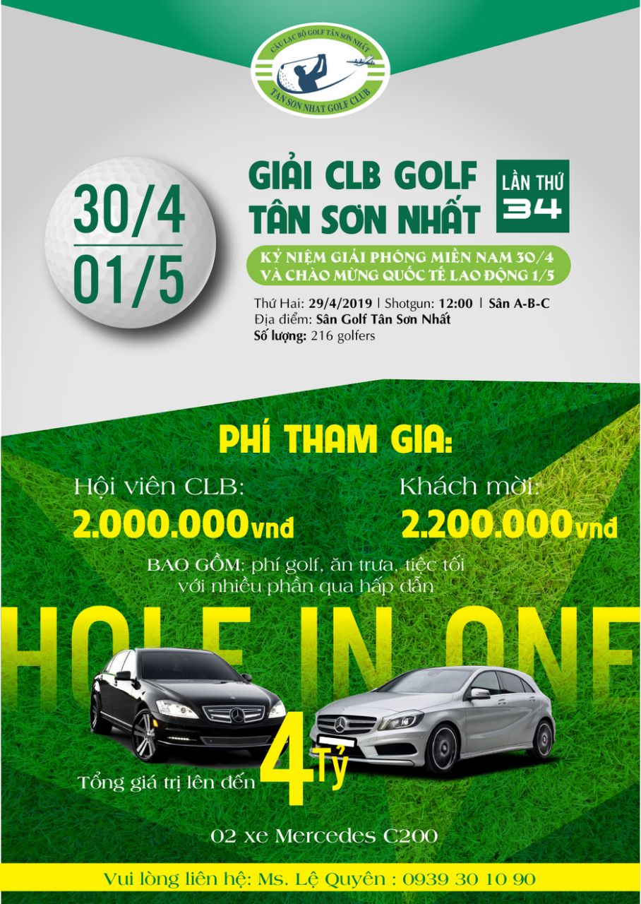 CLB Golf Tân Sơn Nhất tổ chức giải golf lần thứ 34 nhân dịp Lễ 30/4 - 1/5