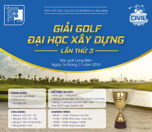 Giải golf Đại học Xây dựng lần thứ 3: Giải thưởng trải khắp sân Long Biên