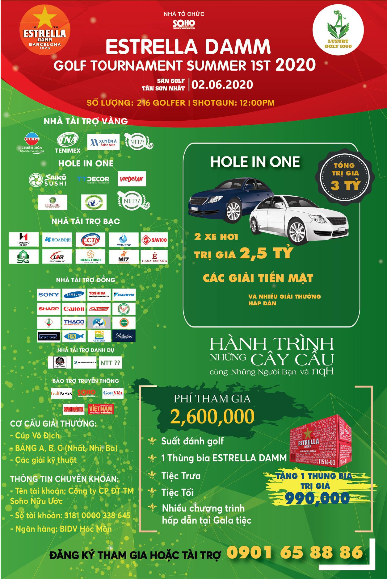 Giải golf từ thiện Estrella Damm Golf Tournament Summer 1st – 2020 chuẩn bị khởi tranh