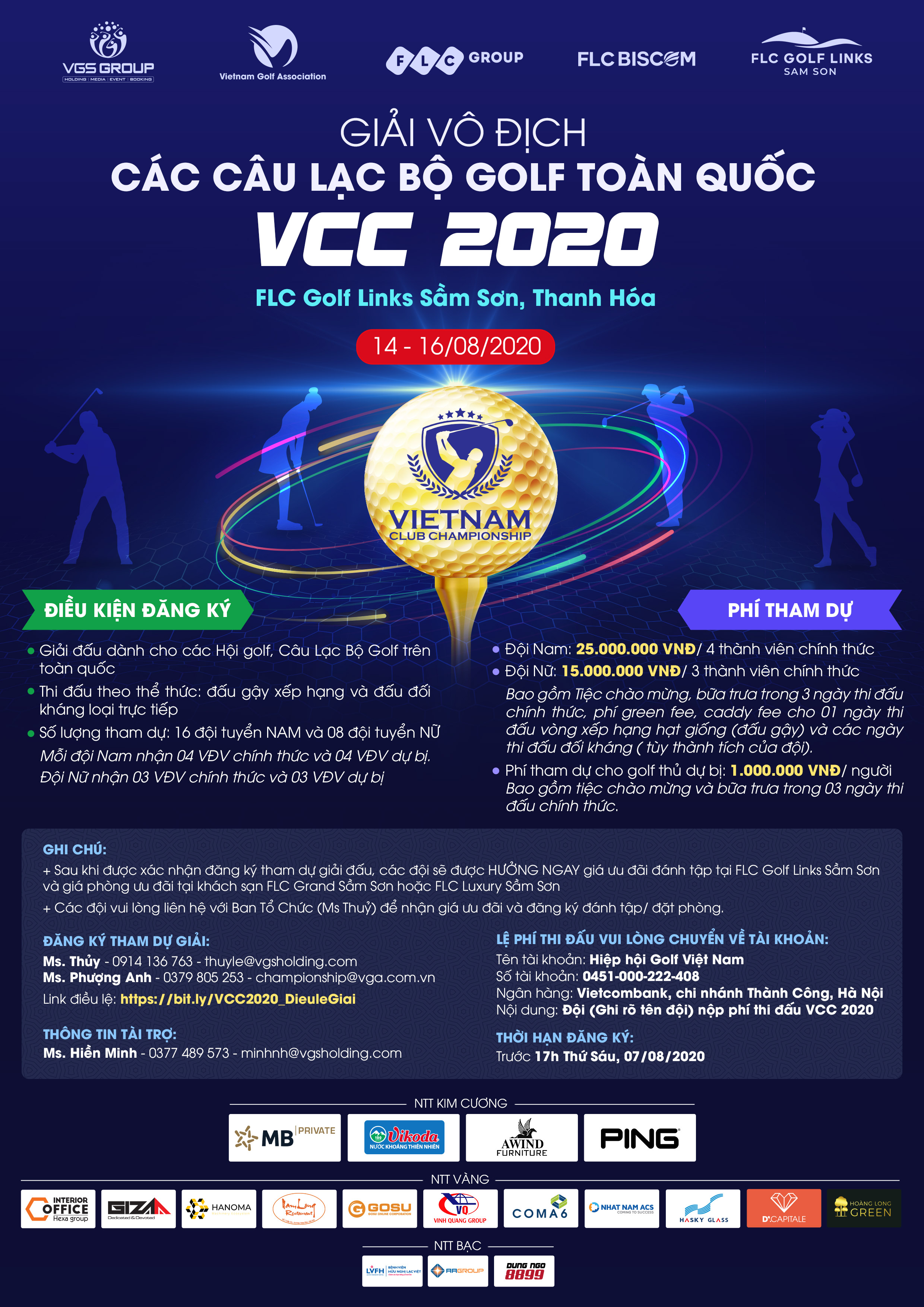 Giải vô địch các CLB Golf toàn quốc (VCC) 2020 có lịch thi đấu mới