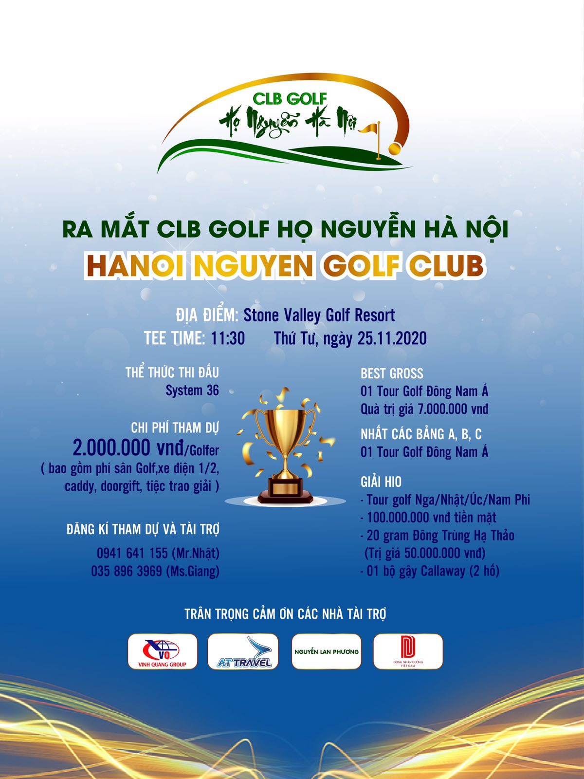 Giải golf ra mắt CLB Golf Họ Nguyễn Hà Nội chuẩn bị khởi tranh