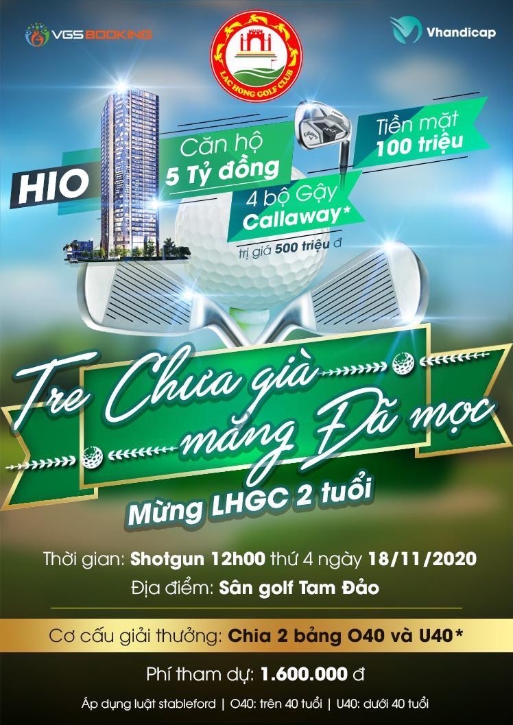 CLB Golf Lạc Hồng tổ chức giải mừng sinh nhật 2 năm với 2 bảng đấu "Già và trẻ".