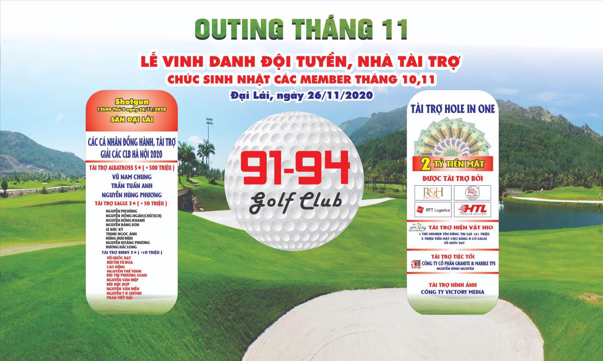 CLB Golf 91-94 tưng bừng tổ chức giải Outing tháng 11