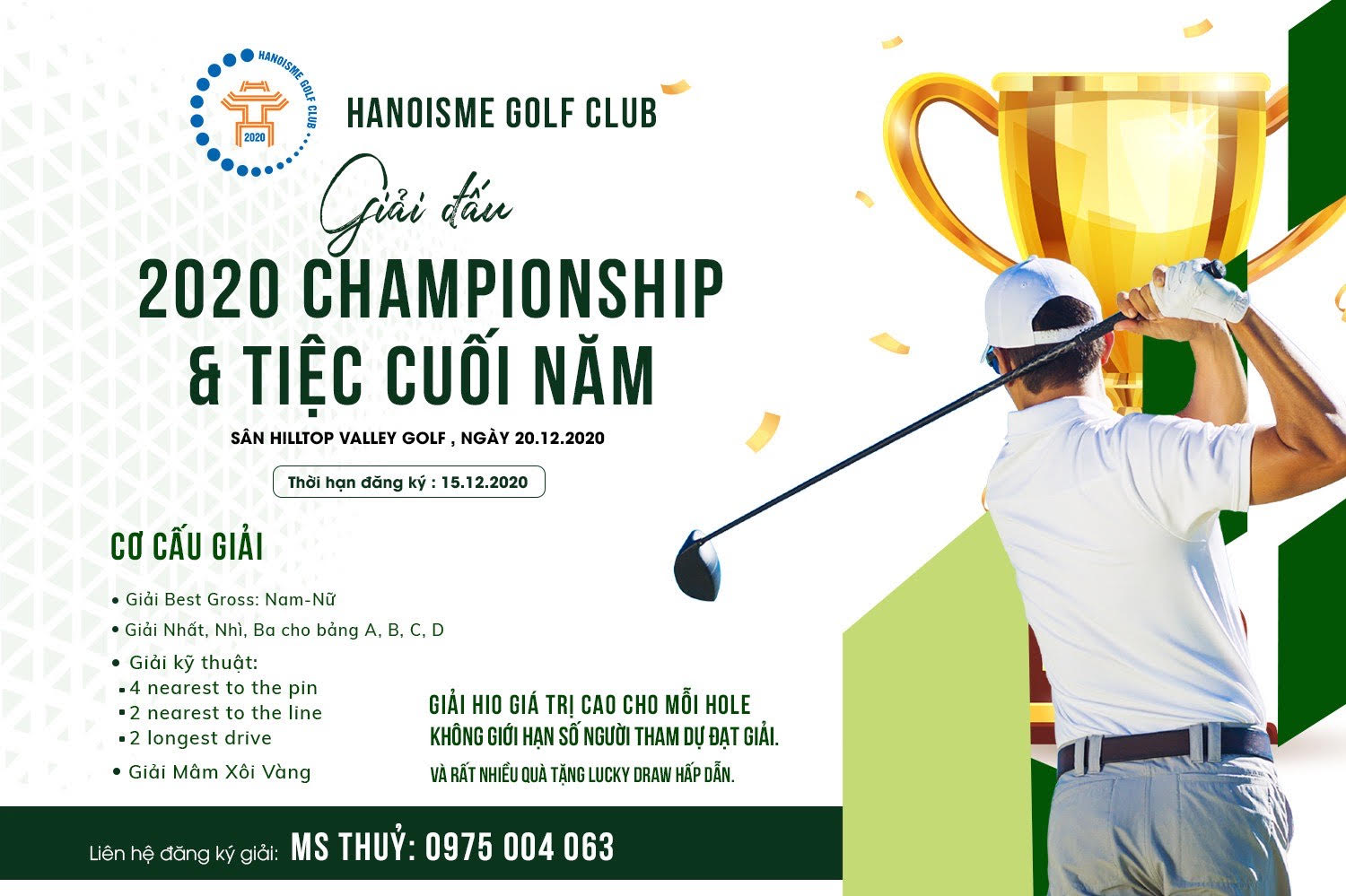 CLB Golf HanoiSME tổ chức giải đấu tổng kết năm 2020