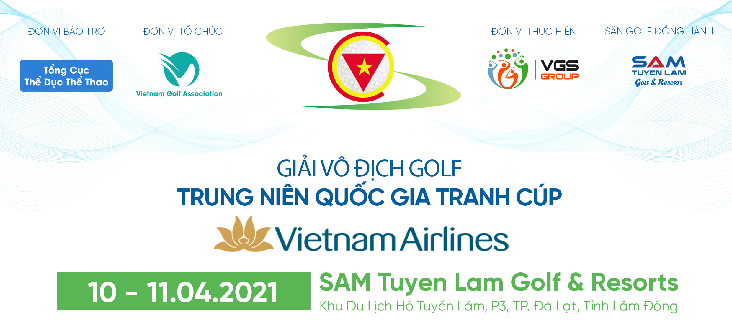 Giải Vô địch golf Trung niên Quốc gia tranh cúp Vietnam Airlines sẽ diễn ra tại SAM Tuyền Lâm