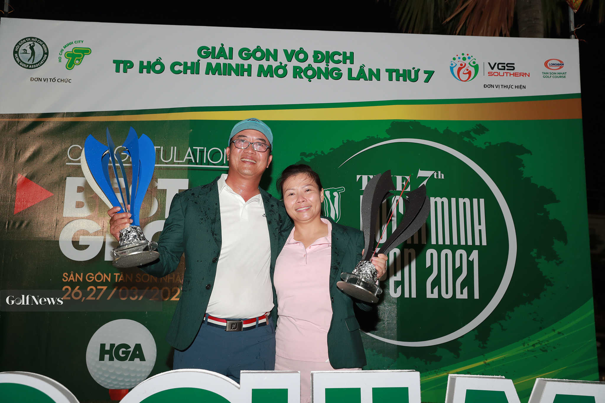 Golfer Vũ Phạm Nguyên An và Nguyễn Vân Anh giành Best Gross giải TP.HCM Mở rộng 2021