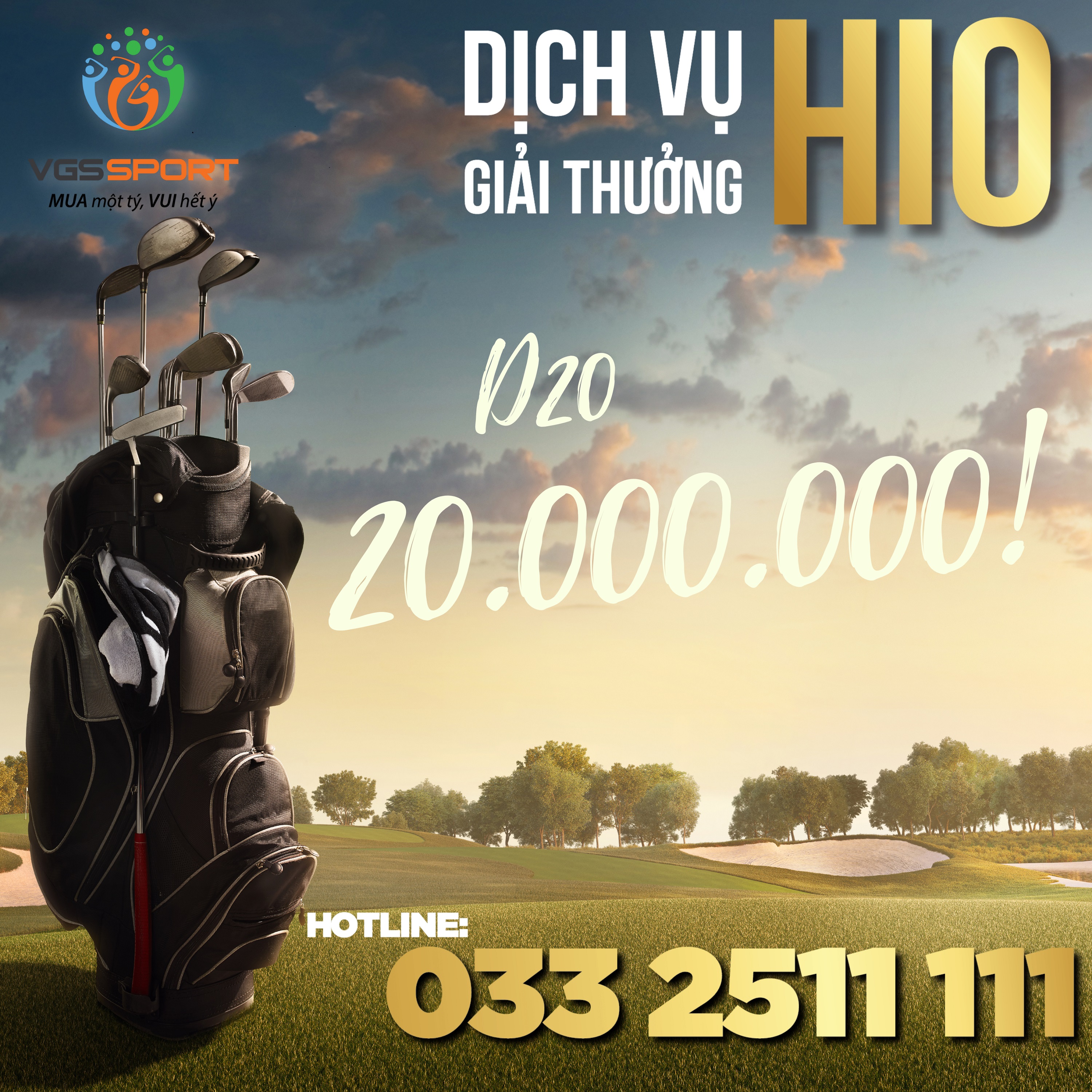 VGS Booking tặng gói giải thưởng HIO 20 triệu đồng cho các golfer