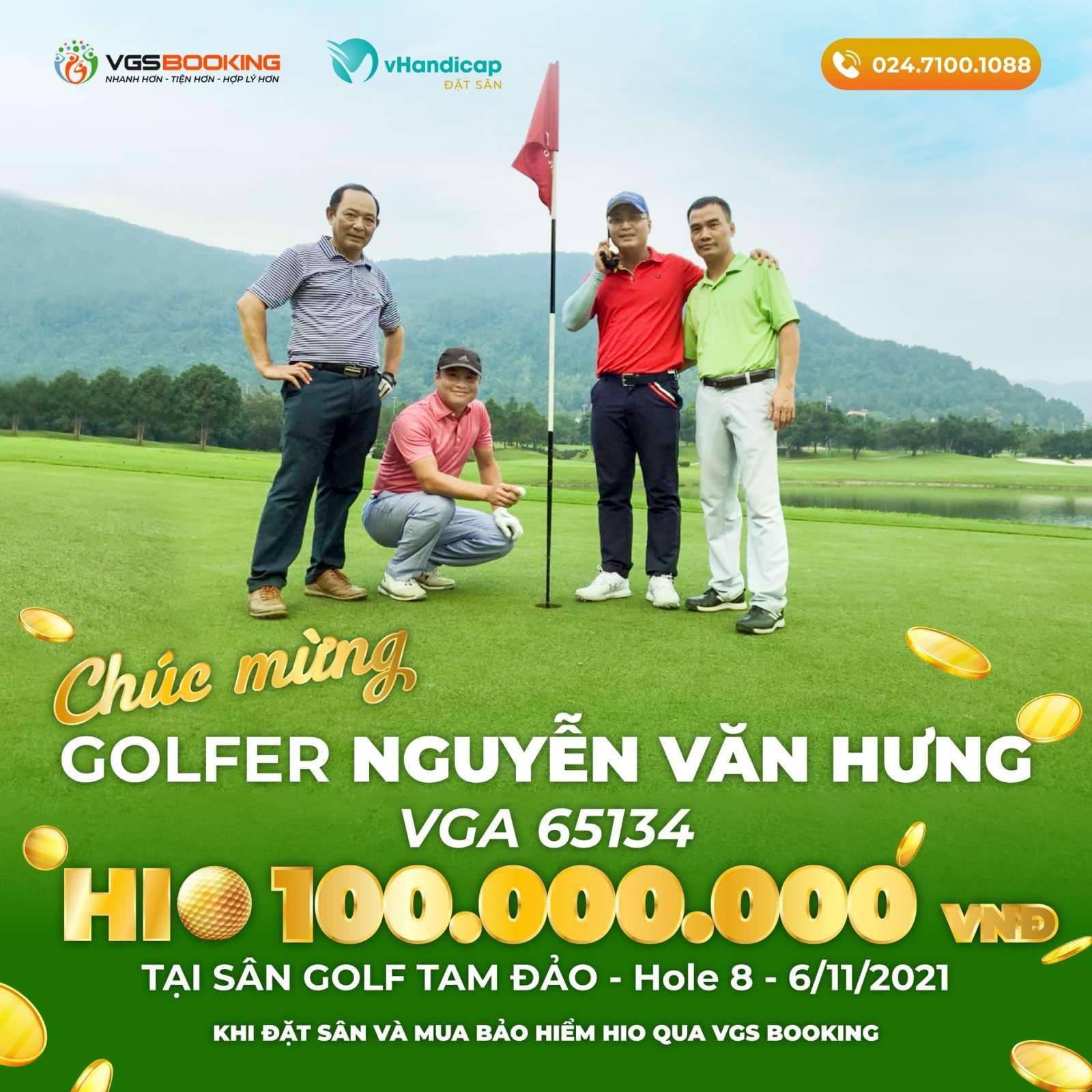 Golfer Nguyễn Văn Hưng trúng 100 triệu đồng khi đặt sân qua VGS Booking