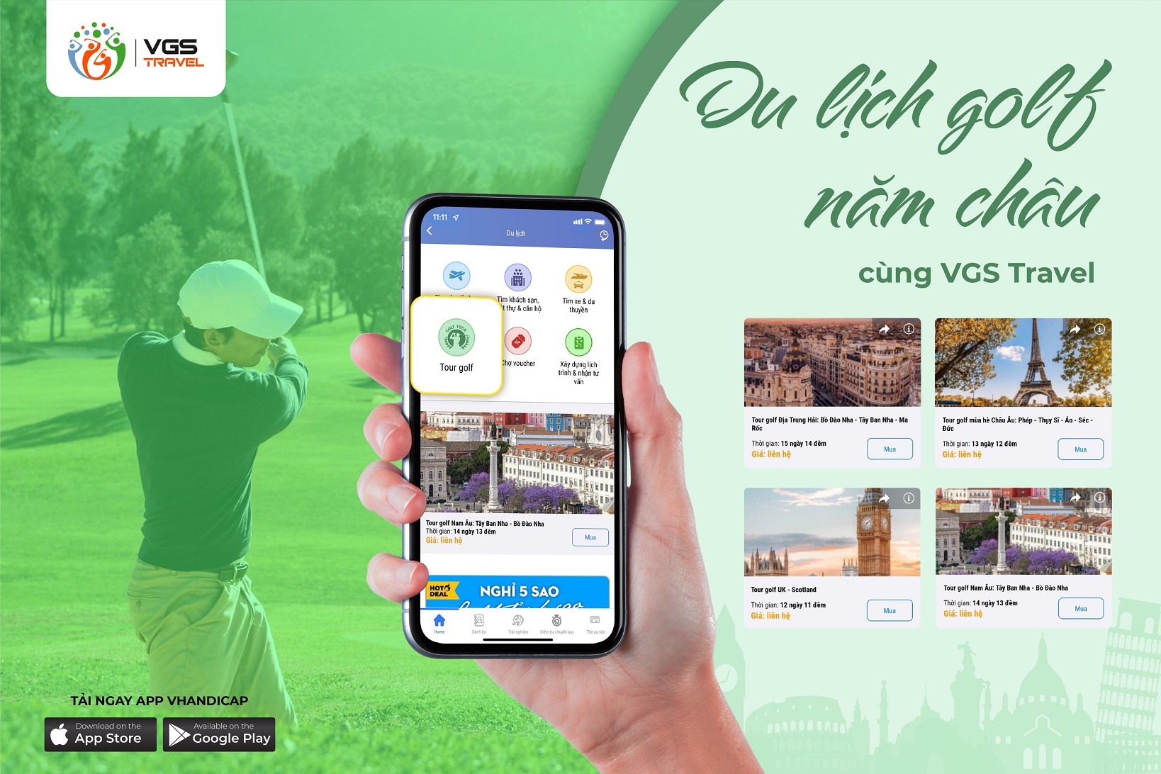 Cách lựa chọn Tour Golf trên app vHandicap