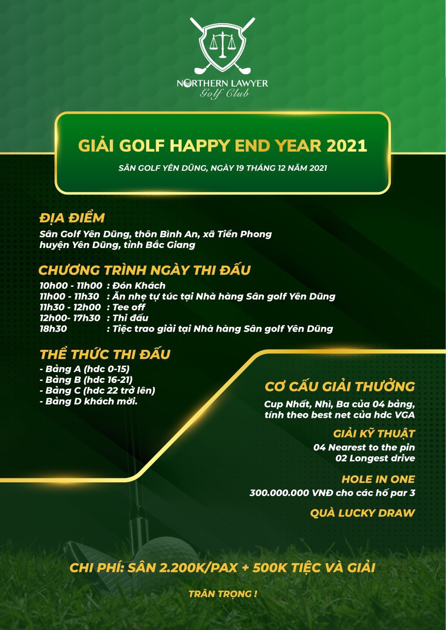 CLB Golf Luật sư miền Bắc tổ chức giải golf cuối năm - Happy End Year 2021
