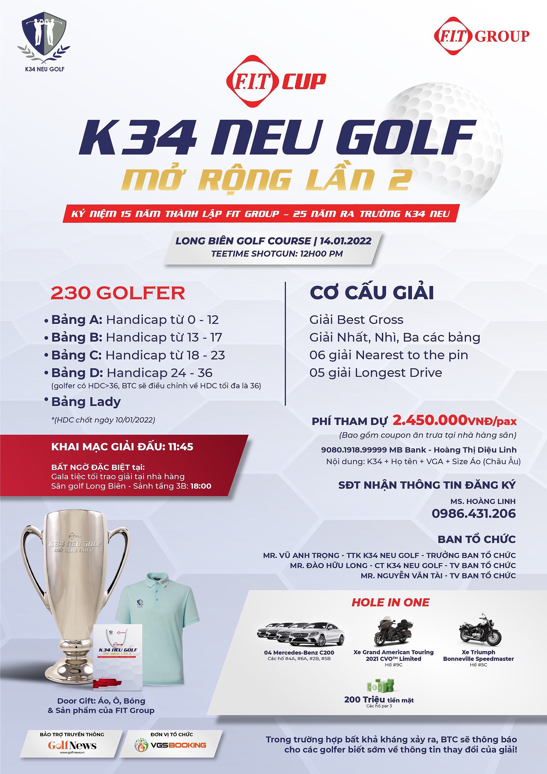 FIT Cup K34 NEU Golf mở rộng lần 2 – Hấp dẫn với cơ cấu giải thưởng HIO